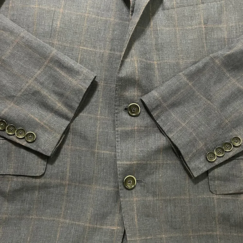 Hickey Freeman Sport Coat Men 42 S Navy Woven Weightless Wool Silk Linen Bespoke